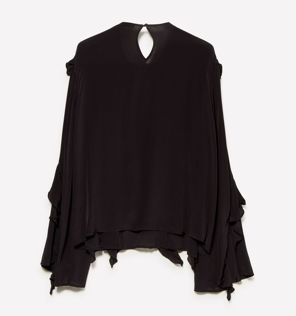 Black blouse with rouches - women's blouses - Black | Sisley image number 6